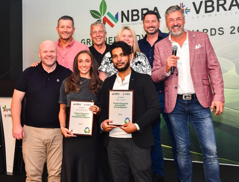Pictured, Phil Travis, Tina Williams and Maddison Fielding of Autocraft Alongside the Group Winner, Collecting their Carbon Footprint Awards