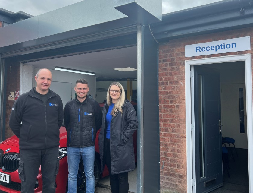 Pictured, John Deere, Jake Hodnett and Emma Plant at Autocraft Express Shrewsbury.